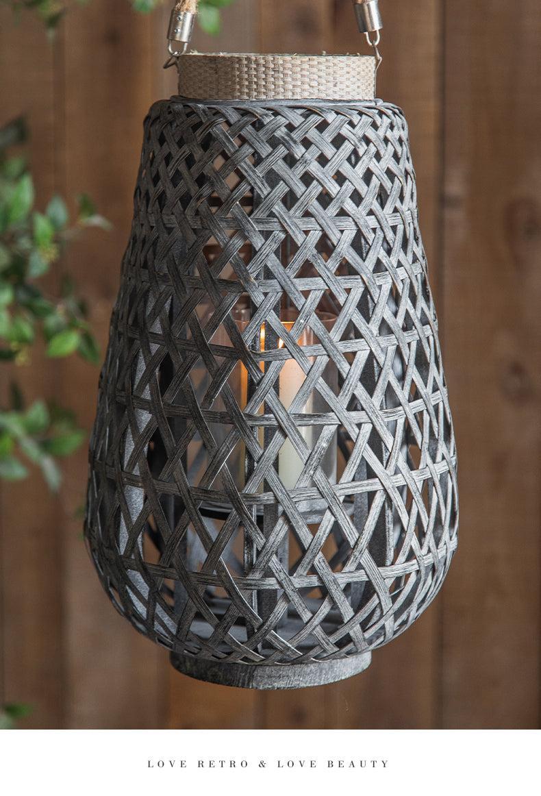 Retro Nostalgic Pendant Ornamen Bamboo Candle Lantern Garden Plus