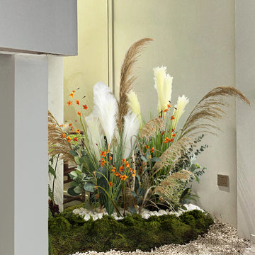 Large Green Plant Reed Landscape Fake Flower and Grass Decoration Pieces
