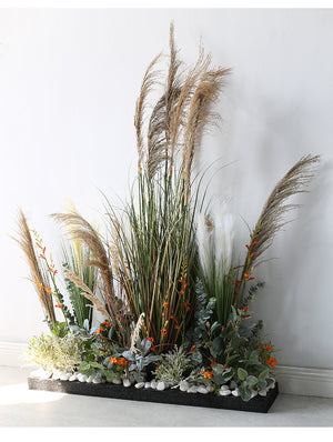 Natural Reed Potted Landscape Simulated Planter Piece Garden Plus