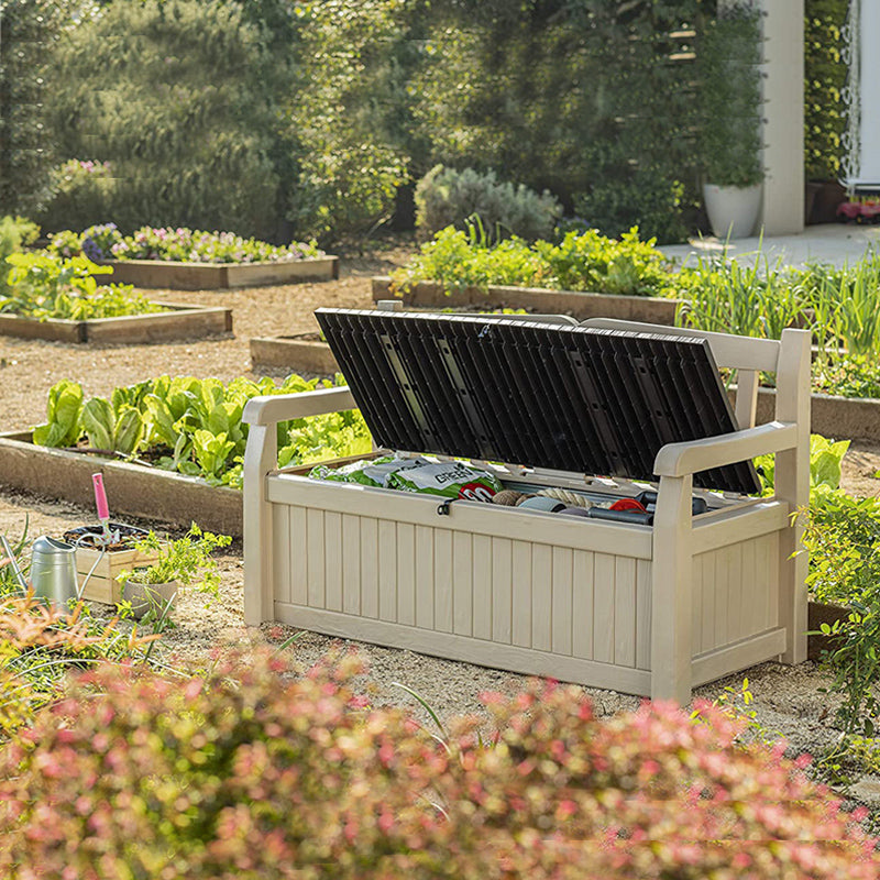 Keter Eden Outdoor Storage Backrest Leisure Bench Garden Plus