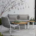 Rattan Sofa and Chair with Teak Tea Table Garden Plus