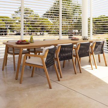 Teak Rattan Table and Chair Set Garden Plus