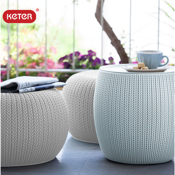 Keter Cozy Outdoor Occasional Table and Chair Sets Storage Garden Plus