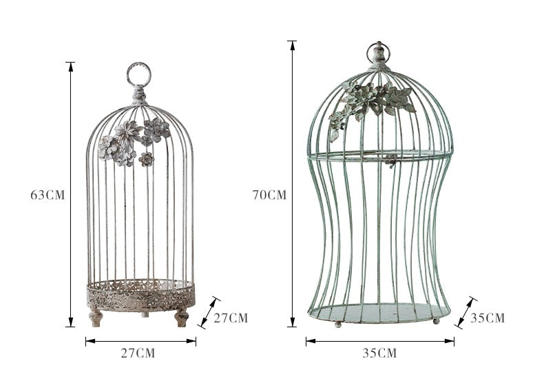 Retro Iron Art Bird Cage Candle stand Garden Plus