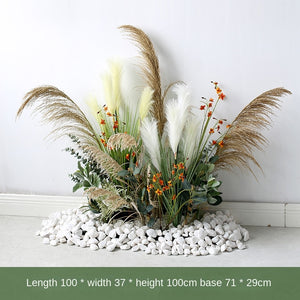 Large Green Plant Reed Landscape Fake Flower and Grass Decoration Pieces Garden Plus