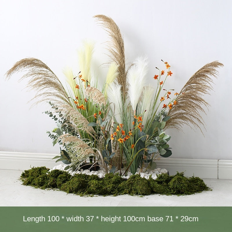 Large Green Plant Reed Landscape Fake Flower and Grass Decoration Pieces Garden Plus