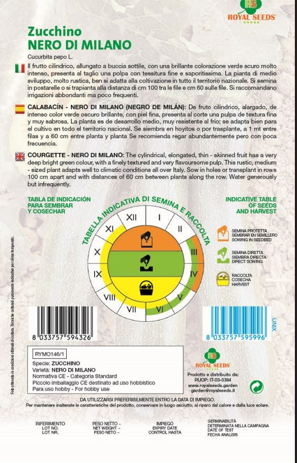 Zucchini Nero di Milano  - Royal Seed RYMO146/1