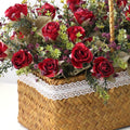 Arifical Rose Red Portable Flower Rattan Basket Table Decoration Piece Garden Plus