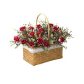 Arifical Rose Red Portable Flower Rattan Basket Table Decoration Piece Garden Plus