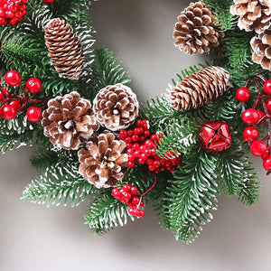 Artificial Christmas Red Berries & Pine Fruits Door Wreath Garden Plus