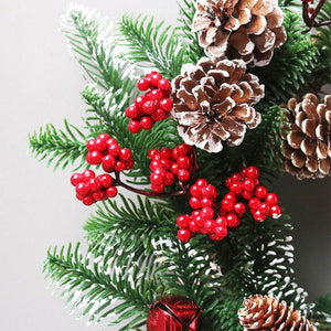 Artificial Christmas Red Berries & Pine Fruits Door Wreath Garden Plus