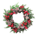 Artificial Christmas Red Berries & Pine Fruits Door Wreath Garden Plus