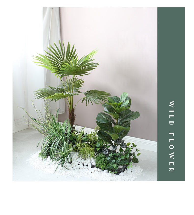 Artificial Indoor Landscape Gardening Palm Potted Plants PIece Garden Plus