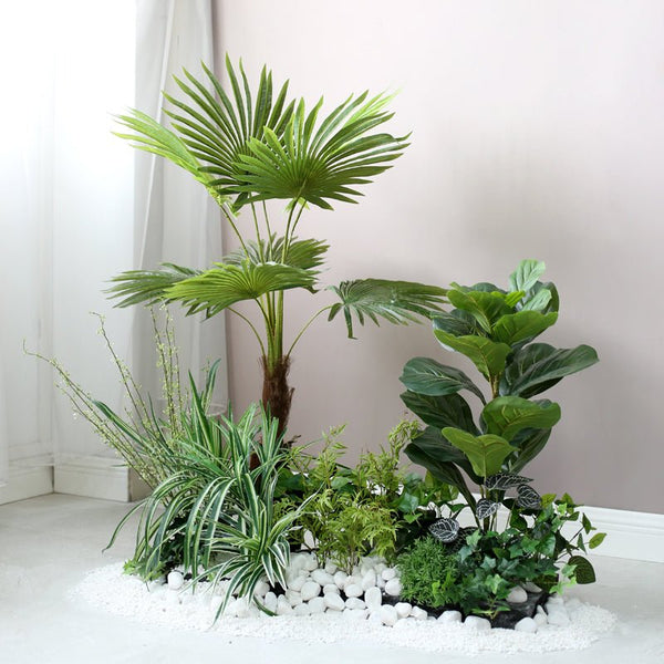 Artificial Indoor Landscape Gardening Palm Potted Plants PIece