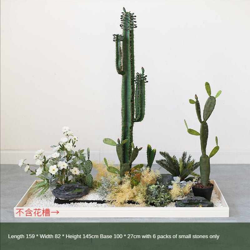 Artificial Landscape Set Tropical Cactus Planter Flower Decoration Piece Garden Plus