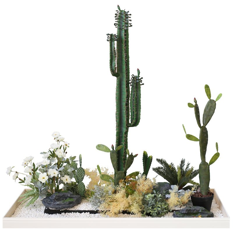 Artificial Landscape Set Tropical Cactus Planter Flower Decoration Piece Garden Plus