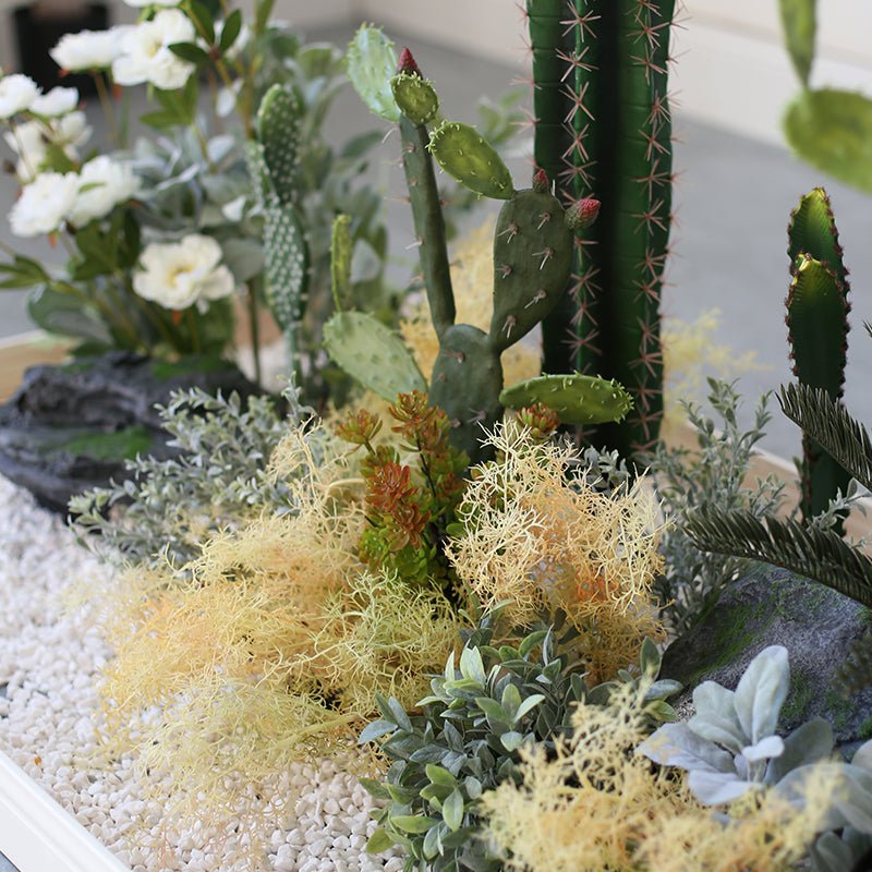 Artificial Landscape Set Tropical Cactus Planter Flower Decoration Piece Garden Plus