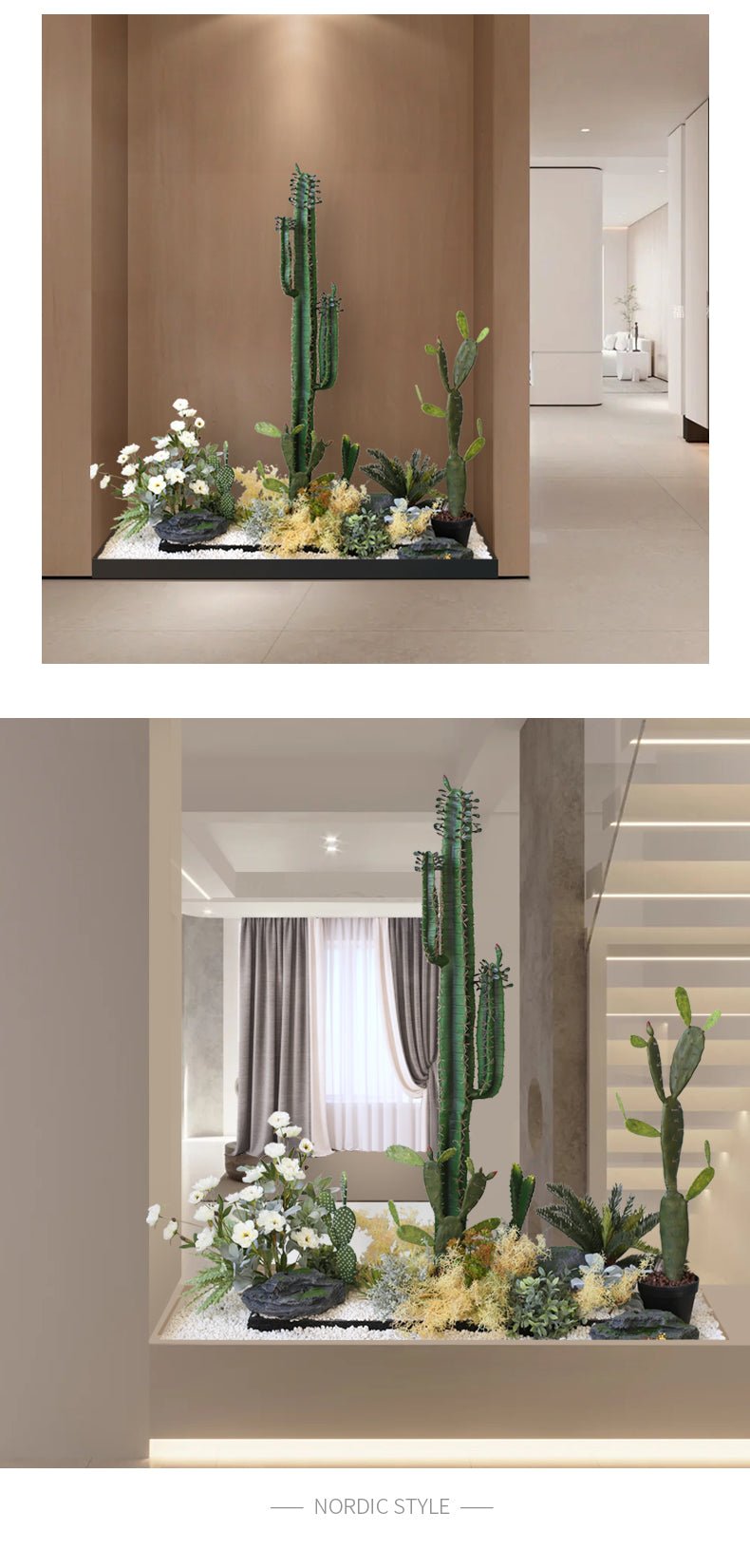 Artificial Landscape Set Tropical Cactus Planter Flower Decoration Piece Garden Plus