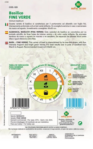 Basil fine Green - Royal seed RYMA13/1 Garden Plus