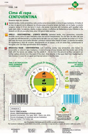 Broccoli Raab Centoventina Royal Seed RYM81/9 Garden Plus