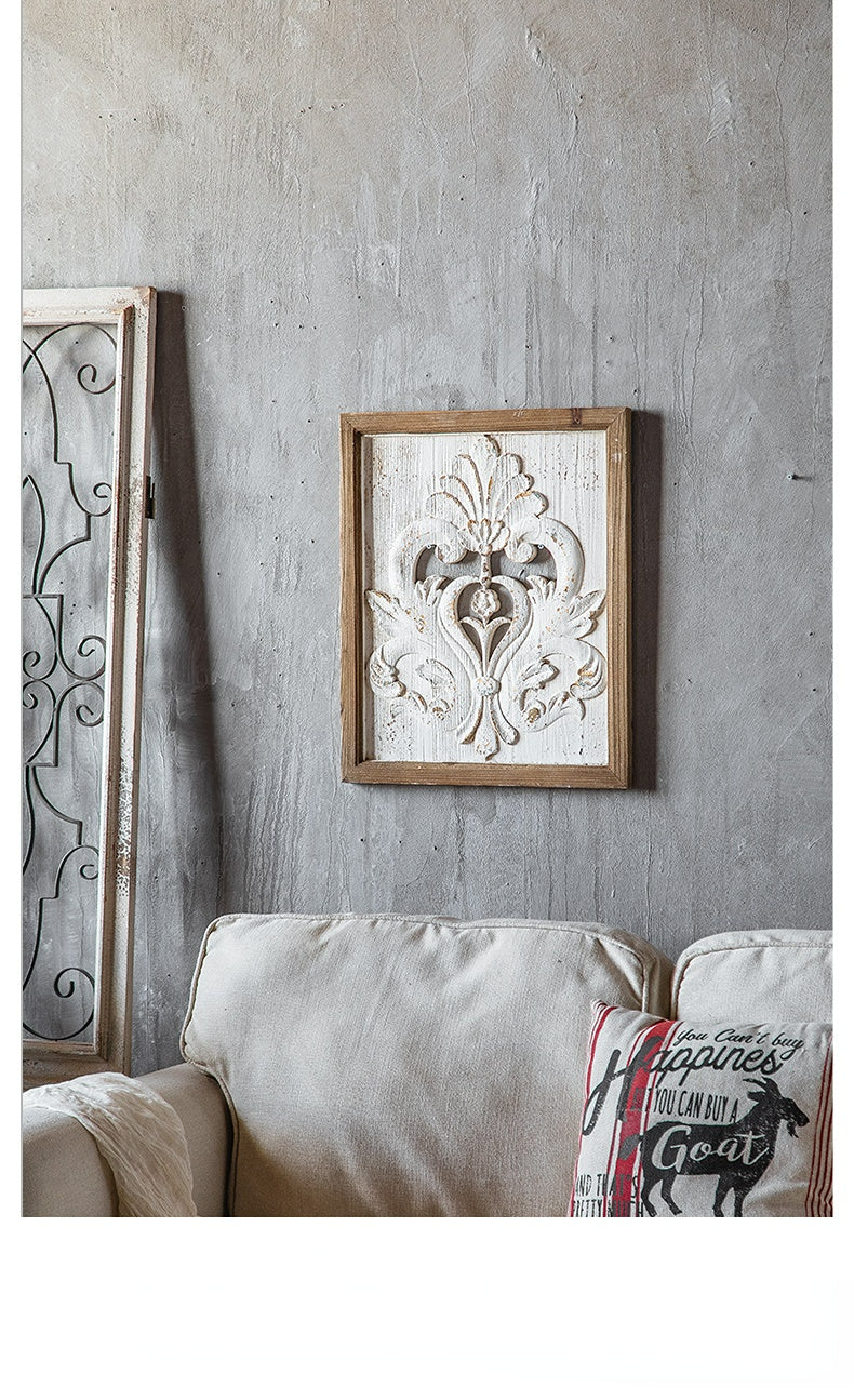 Retro Nostalgic Wall Hanging Wood Carving Panel Garden Plus