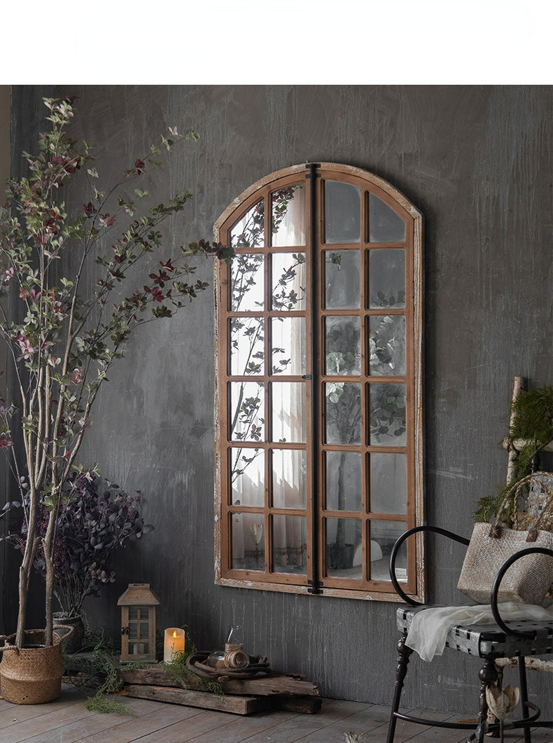 Retro Solid Wood Wall Hanging Dressing Mirror Garden Plus