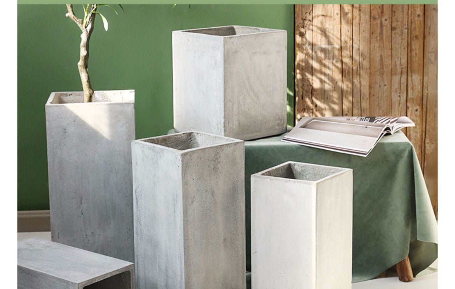 Cement planter high-Square Garden Plus