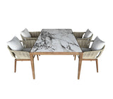 Teak Stone Plate Dining Tables and Chairs Set Garden Plus