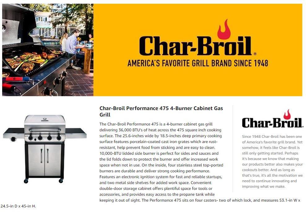 Char-Broil Performance 475 4-Burner Cabinet Garden Plus