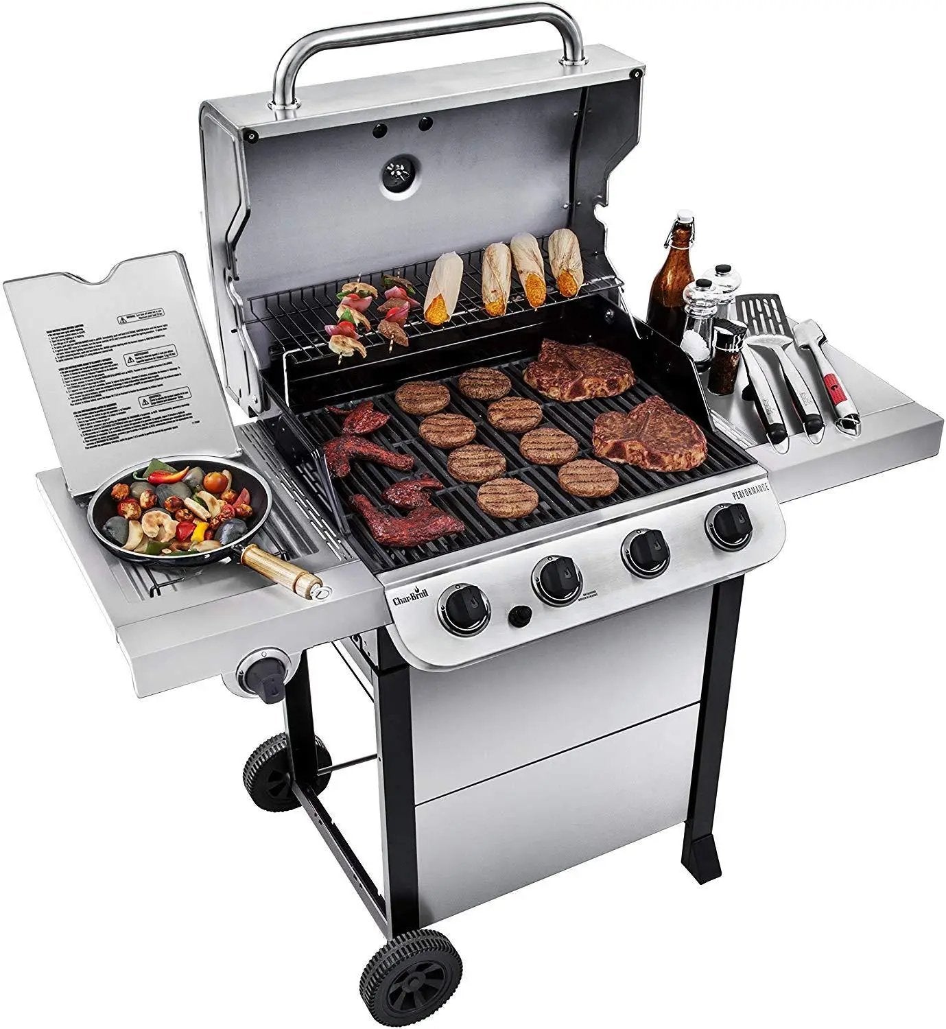 Char-Broil Performance Stainless Steel 4-Burner Cart Style Gas Grill Garden Plus