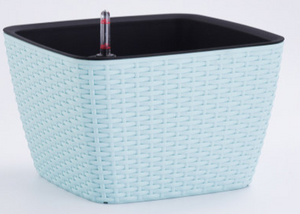 Leizisure Self-Watering Planter Low-Trapezoid Rattan Style Flowerpot Garden Plus