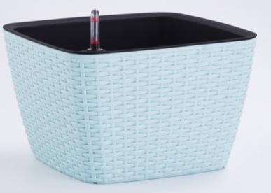 Leizisure Self-Watering Planter Low-Trapezoid Rattan Style Flowerpot Garden Plus