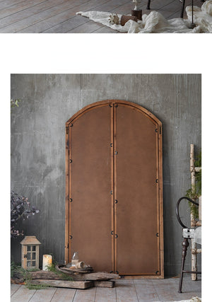 Retro Solid Wood Wall Hanging Dressing Mirror Garden Plus