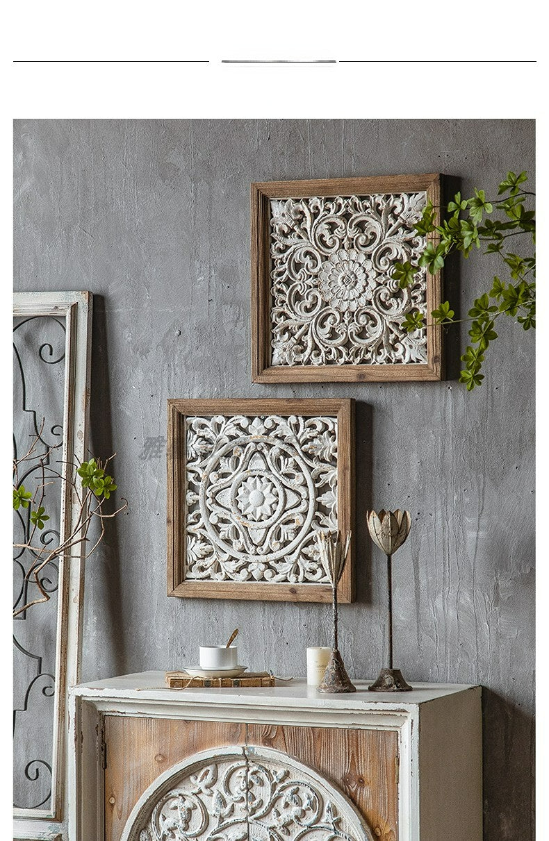 Retro Wall Hanging Wood Carving Panel Garden Plus