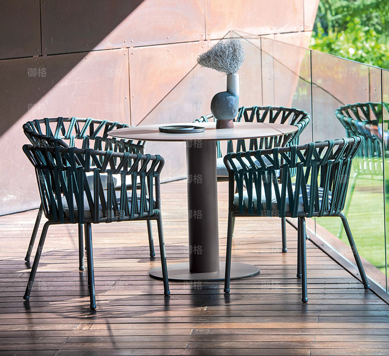 Stone surface Desk & Rattan Chair Combination Garden Plus