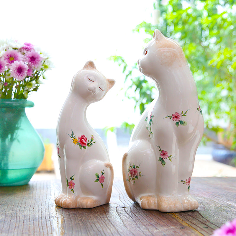 High-end Retro Handmade Ceramic Cat Ornaments Garden Plus