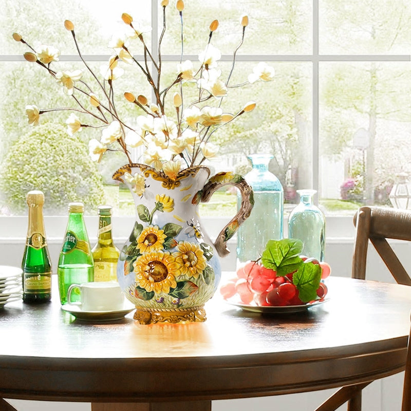 Sunflower Ceramic Jug Vase Garden Plus