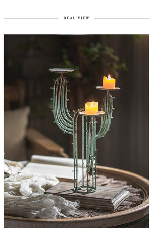 European Retro Iron Art Dinner Table Candle Holder Garden Plus