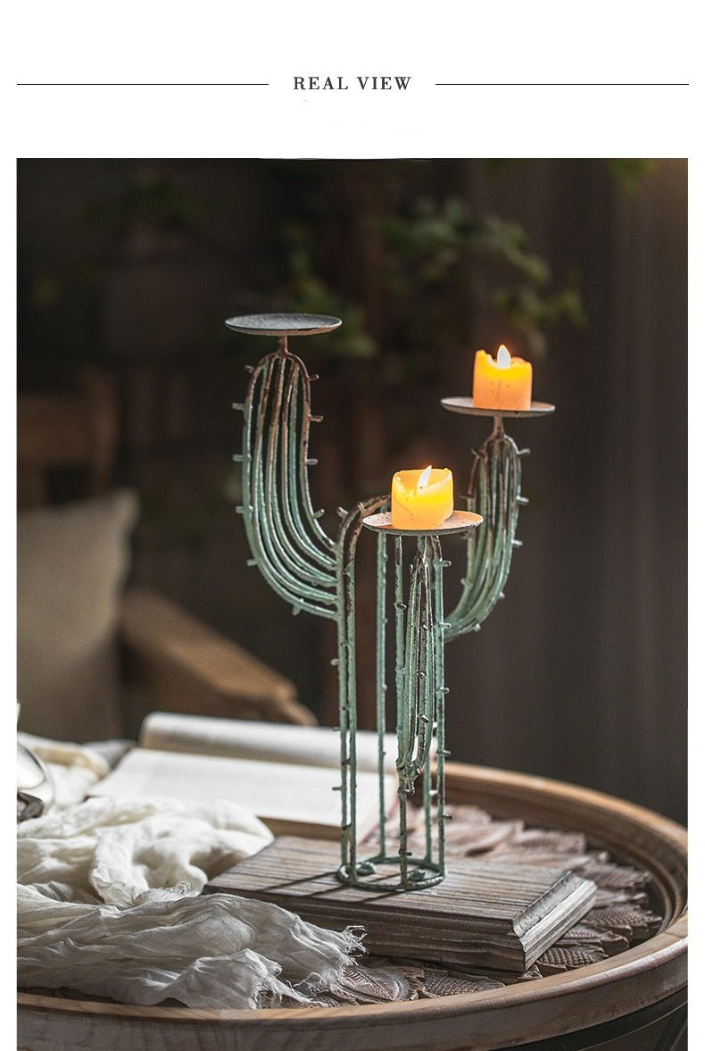 European Retro Iron Art Dinner Table Candle Holder Garden Plus