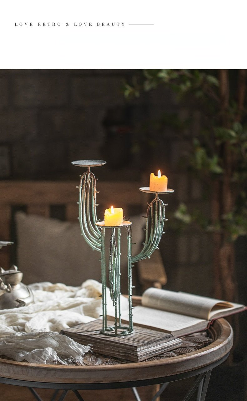 European Retro Iron Art Dinner Table Candle Holder Garden Plus