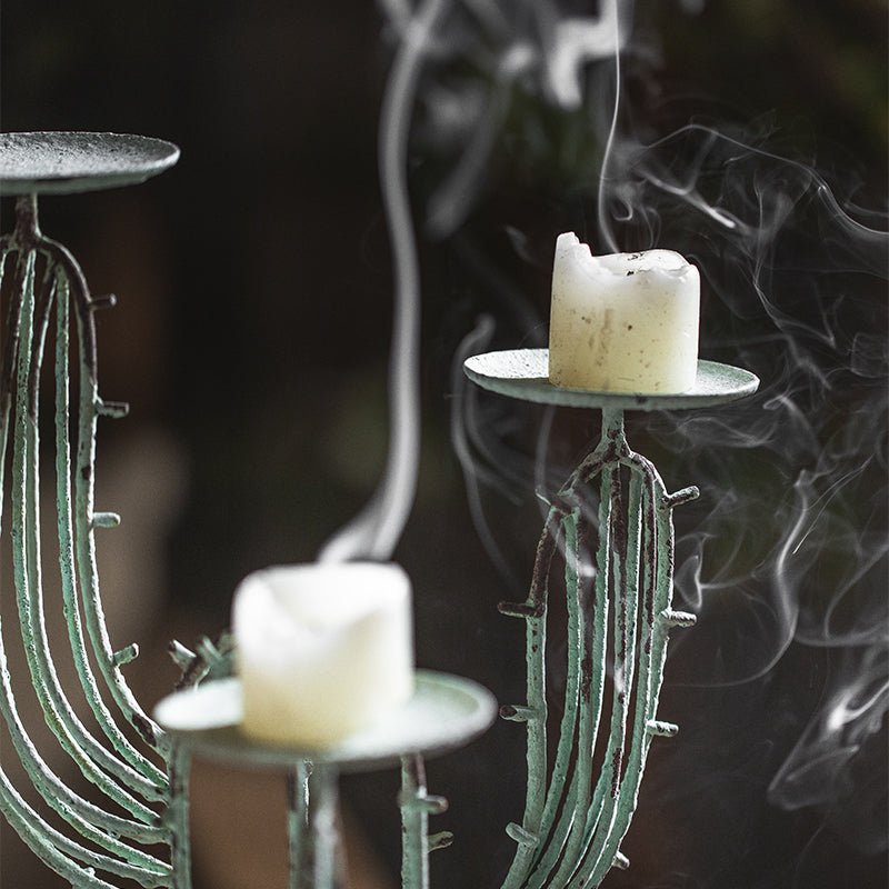 European Retro Iron Art Dinner Table Candle Holder Garden Plus