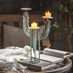 European Retro Iron Art Dinner Table Candle Holder Garden Plus