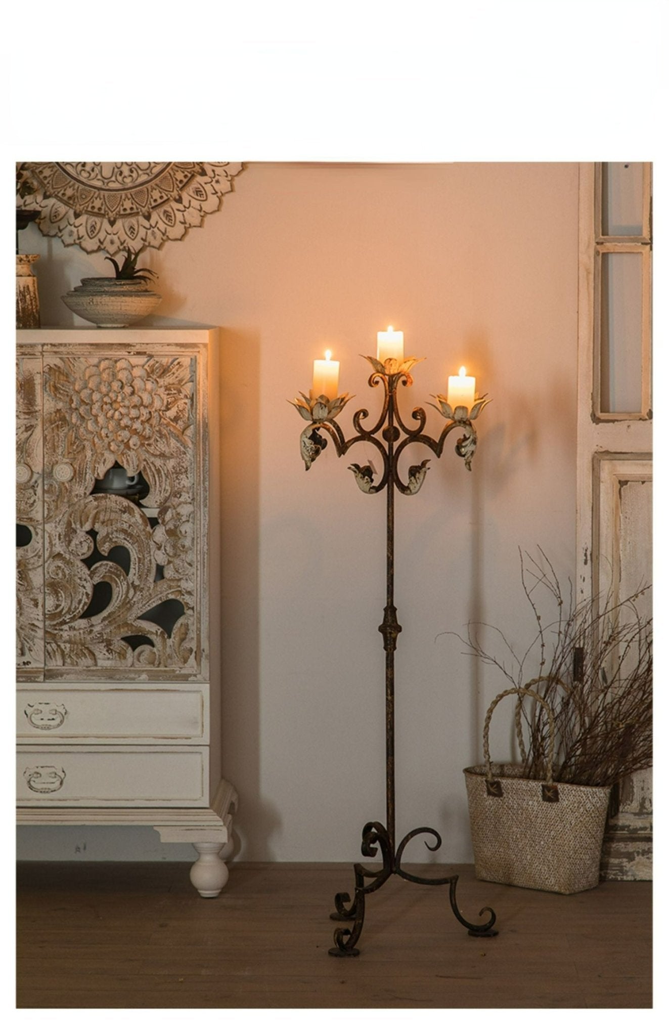 European Retro Wrought Iron Candles stand Garden Plus