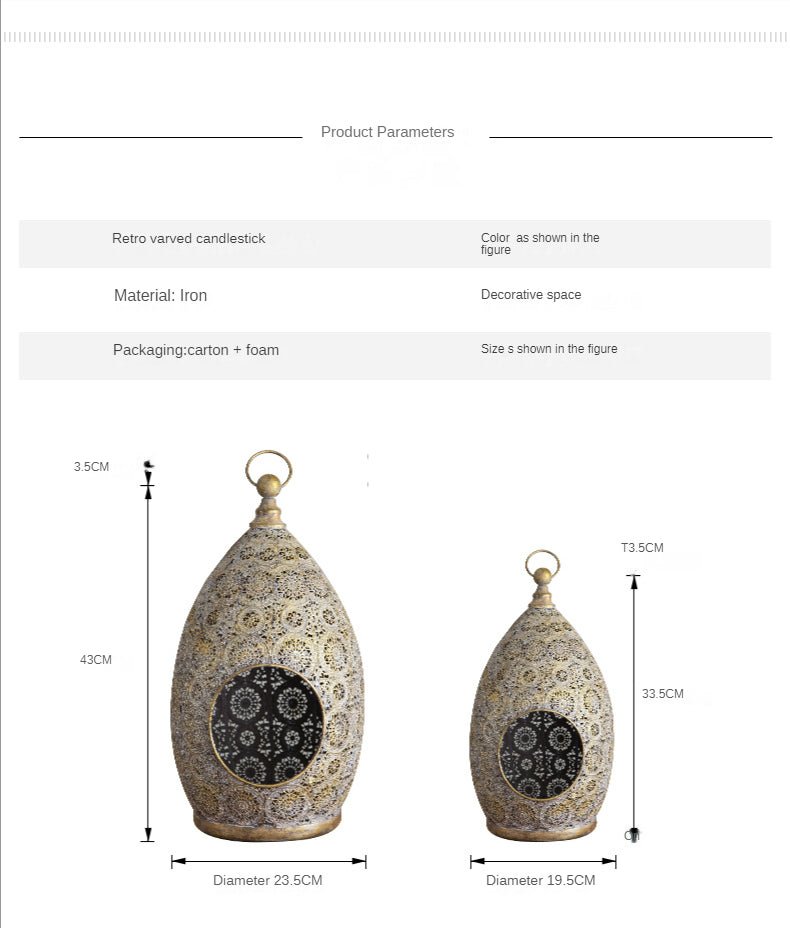 European-Style Retro Art Cutout Carvings Iron Candlestick Stand Garden Plus