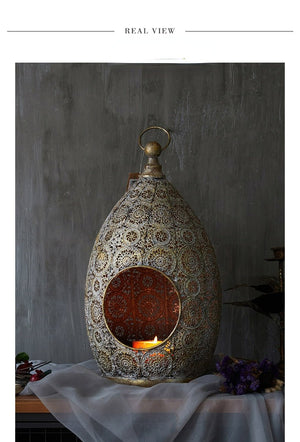 European-Style Retro Art Cutout Carvings Iron Candlestick Stand Garden Plus