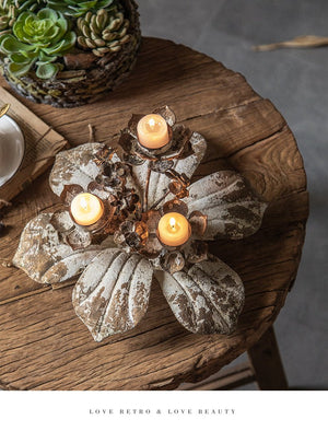 French Retro Nostalgic Romantic Wrought Iron Candle Stand Garden Plus