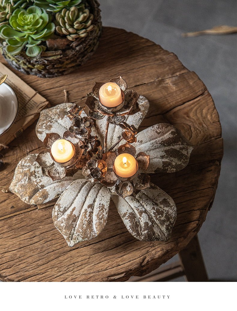 French Retro Nostalgic Romantic Wrought Iron Candle Stand Garden Plus