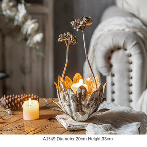 French Retro Nostalgic Romantic Wrought Iron Candle Stand Garden Plus