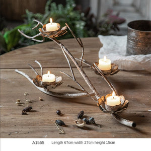 French Retro Nostalgic Romantic Wrought Iron Candle Stand Garden Plus