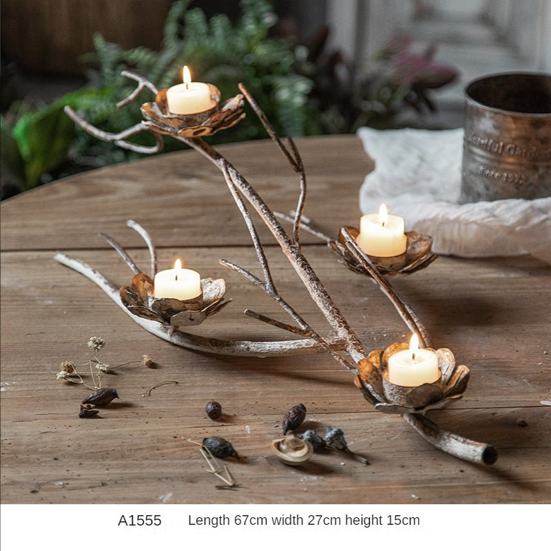 French Retro Nostalgic Romantic Wrought Iron Candle Stand Garden Plus